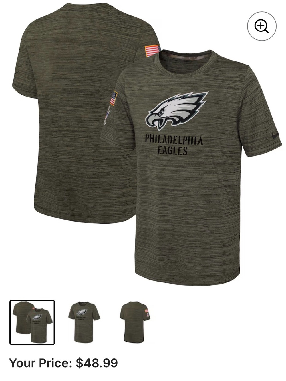 Nike Kids Philadelphia Eagles Olive Green Logo Tee